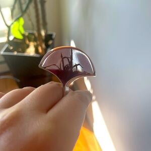 Unique light Purple Resin Ring silver 925